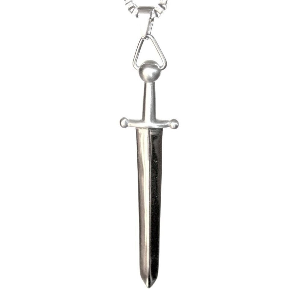 3" Stainless Steel Sword of the Lord Necklace -Shiny Blade Finish Spirit